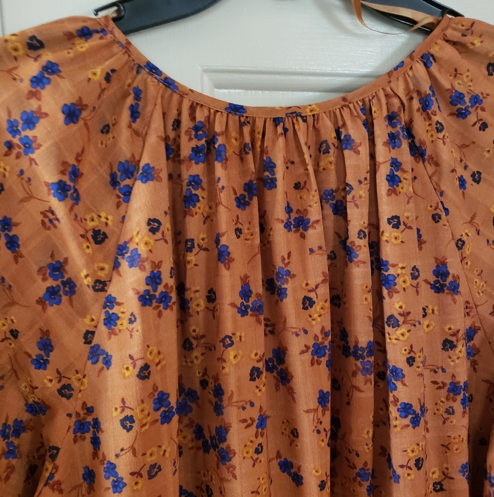 Draper James Brown and Blue Long Sleeve Sundress - Picture 7 of 11